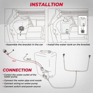 1.5L Universal Car Windshield Washer Pump Reservoir Bottle Kit by Kemimoto FTVWW008 None FTVWW008 Kemimoto