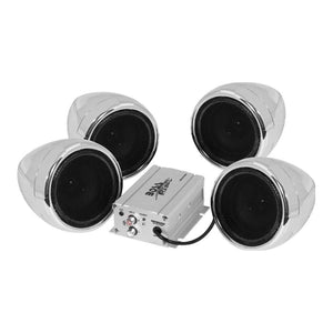 1000W 4-Speaker Bluetooth Chrome by Boss Audio MC470B Speaker Kit 63-8026 Western Powersports Drop Ship