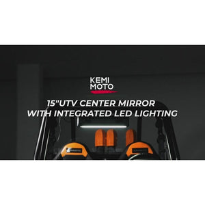 15" UTV Rear View Center Mirror w/Interior Light for 1.65"-2" Roll Cage by Kemimoto B0106-14701BK Rear View Mirror LED B0106-14701BK Kemimoto