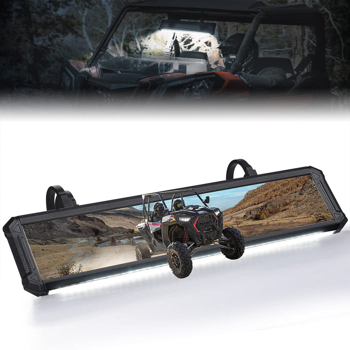 15" UTV Rear View Center Mirror w/Interior Light for 1.65"-2" Roll Cage by Kemimoto