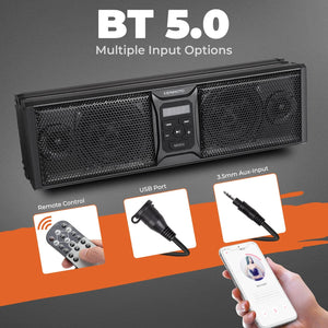16'' RGB UTV ATV Golf Cart Sound Bar, BT 5.0, Amplified, IP65 Waterproof Dustproof by Kemimoto B0117-01901BK-1 Sound Bar Speaker B0117-01901BK-1 Kemimoto