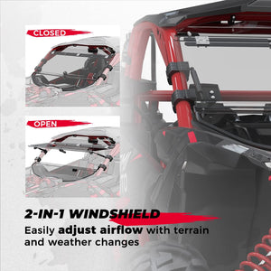 2-IN-1 Flip Windshield for Can Am Maverick X3/ X3 Max 2017-2023 by Kemimoto B0110-06702CL Folding Windshield B0110-06702CL Kemimoto