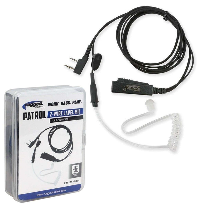 2-Wire Lapel Mic With Acoustic Ear Tube For Rugged Handheld Radios by Rugged Radios