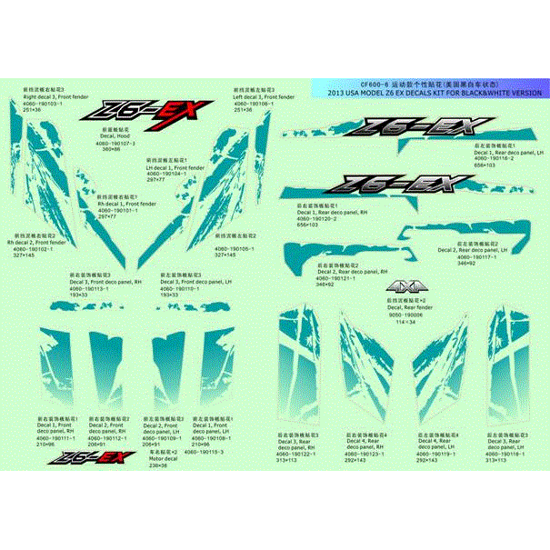 2013 Z6Ex Decal Kit Usa by CF Moto