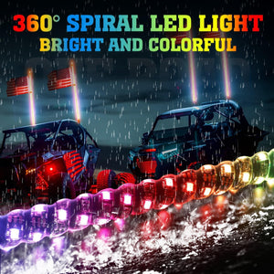 2pcs 5FT UTV Spiral Whip Light with RF Remote Control by Kemimoto B0804-02001CL Whip Light B0804-02001CL Kemimoto