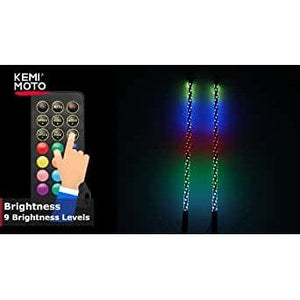 2pcs 5FT UTV Spiral Whip Light with RF Remote Control by Kemimoto