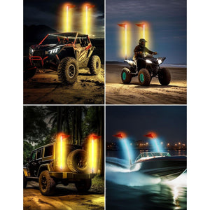 2PCS 5FT UTV Whip Lights with Spring Bases by Kemimoto BZH0250-02 Whip Light BZH0250-02 Kemimoto