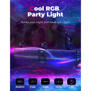 33 Inch 8-Speaker RGB UTV Bluetooth Sound Bar for 1.75''-2.25'' Roll Bar by Kemimoto B0117-02201BK Sound Bar Speaker B0117-02201BK Kemimoto