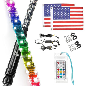 3FT Spiral Whip Light with RF Remote Control, 366 colors, 2 pcs by Kemimoto B0804-01801CL Whip Light B0804-01801CL Kemimoto