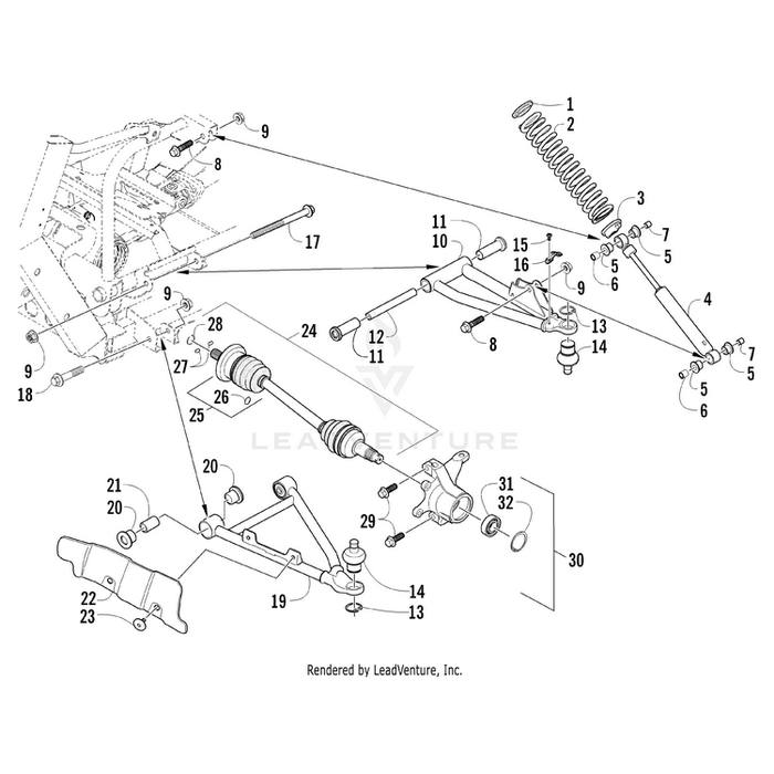 A-Arm, Front Upper - Left - Black - Assembly By Arctic Cat