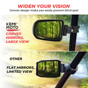 Adjustable Side View Convex Mirror for 1.75" Roll Cage by Kemimoto B0106-01801BK Side View Mirror B0106-01801BK Kemimoto