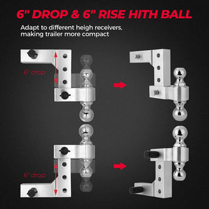 Adjustable Trailer Hitch Ball Mount by Kemimoto B1101-00302SL Ball Hitch B1101-00302SL Kemimoto