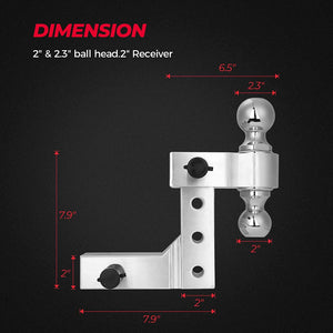 Adjustable Trailer Hitch Ball Mount by Kemimoto B1101-00302SL Ball Hitch B1101-00302SL Kemimoto