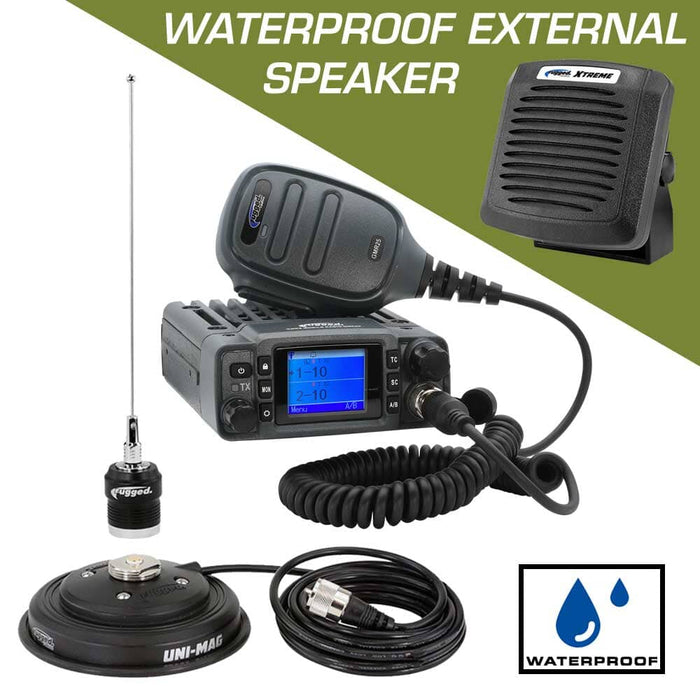 Adventure Radio Kit - Gmr25 Waterproof Gmrs Mobile Radio Kit And External Speaker by Rugged Radios