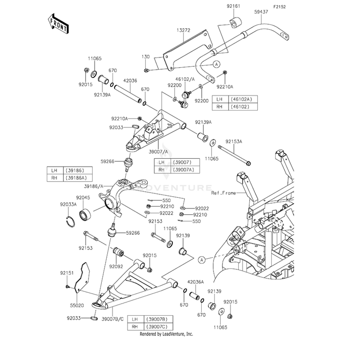 Arm-Suspension,Front,Lower,Lh,Black by Kawasaki