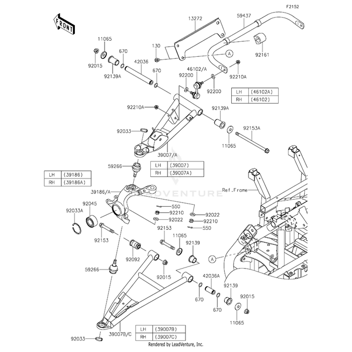 Arm-Suspension,Front,Lower,Lh,Black by Kawasaki