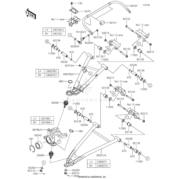 Arm-Suspension,Front,Lower,Lh,Orange by Kawasaki