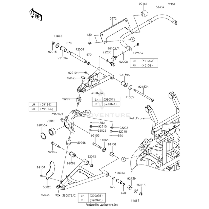 Arm-Suspension,Front,Lower,Lh,P.P.N.Yel by Kawasaki