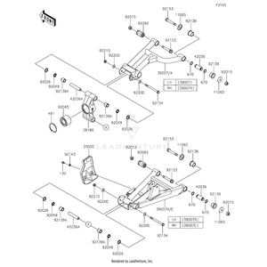 Arm-Suspension,Rear,Lower,Lh,Black by Kawasaki 39007-0347-10 OEM Hardware 39007-0347-10 Off Road Express Peach St