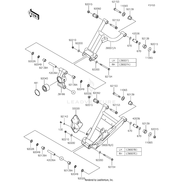 Arm-Suspension,Rear,Lower,Lh,Black by Kawasaki