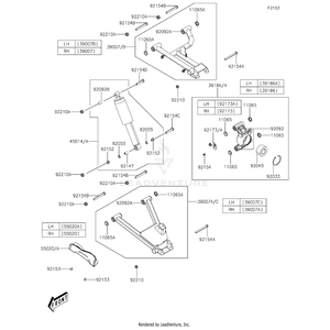 Arm-Suspension,Rear,Lower,Lh by Kawasaki 39007-Y017 OEM Hardware 39007-Y017 Off Road Express Peach St