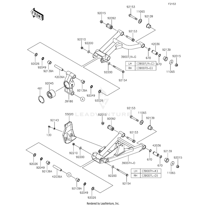 Arm-Suspension,Rear,Lower,Lh,C.B.Orange by Kawasaki