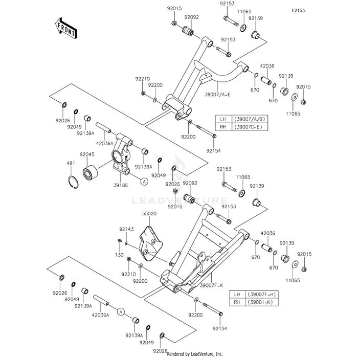 Arm-Suspension,Rear,Lower,Lh,P.P.N.Yel by Kawasaki