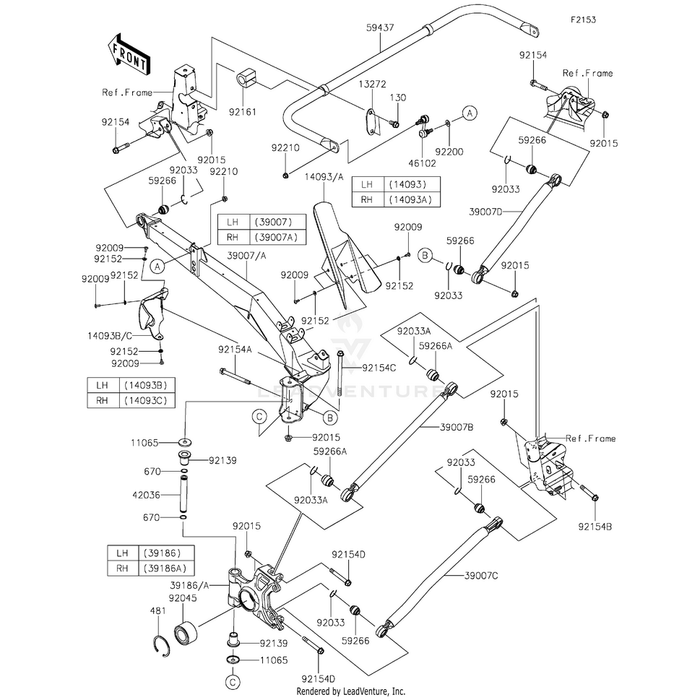 Arm-Suspension,Trailing,Lh,P.P.N.Yel by Kawasaki