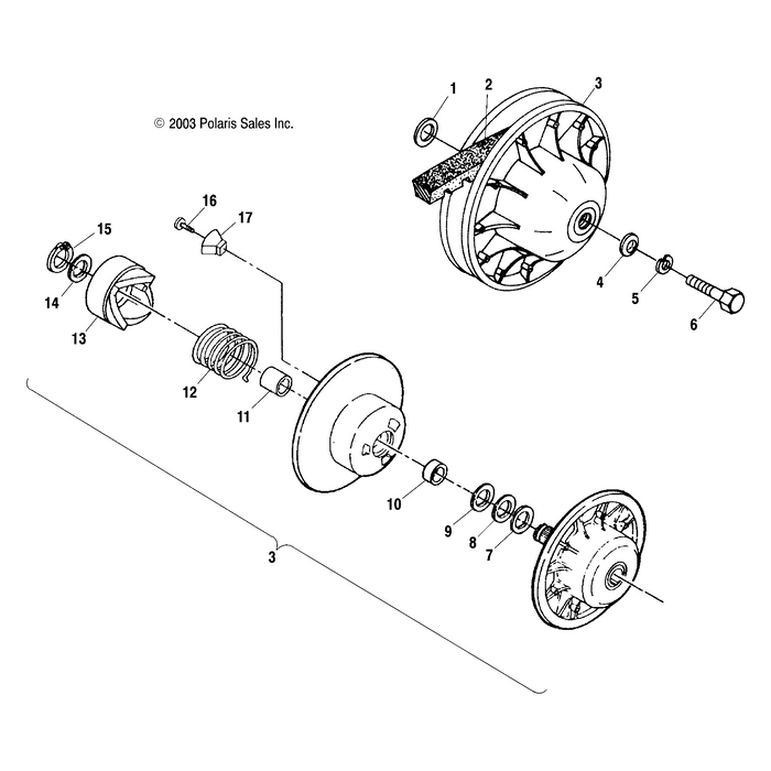 Assembly-Clutch,Driven,Blk,34-38 by Polaris