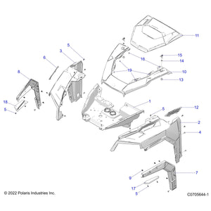 Assembly-Fndr,Flr,Fl,Clip,Tr,Blk by Polaris 2636873-070 OEM Hardware P2636873-070 Off Road Express