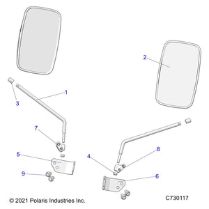 Assembly-Mirror,Set,Tractor by Polaris 2636258 OEM Hardware P2636258 Off Road Express