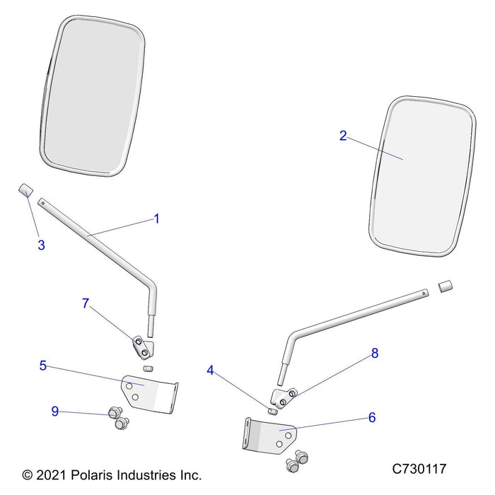 Assembly-Mirror,Set,Tractor by Polaris