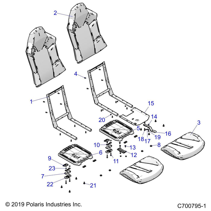 Assembly-Seat Back,Bk/Wht/Org Wh St by Polaris