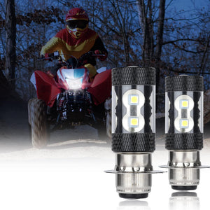 ATV 100W LED Head Lamp Bulb For Honda / Yamaha 2pcs by Kemimoto B0801-01201BK Headlight Bulb B0801-01201BK Kemimoto