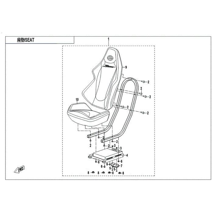 Back Rest. Black&White by CF Moto