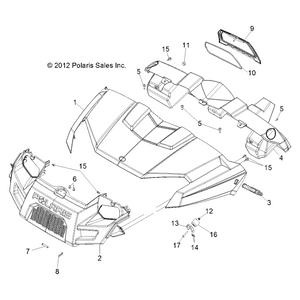 Basic Hood, Boardwalk Blue by Polaris 5437949-524 OEM Hardware P5437949-524 Off Road Express Drop Ship