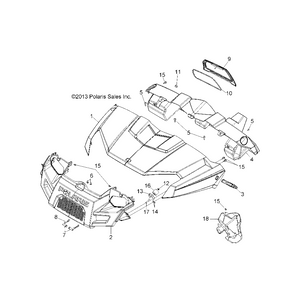 Basic Hood, Solar Red by Polaris 5437949-342 OEM Hardware P5437949-342 Off Road Express Drop Ship