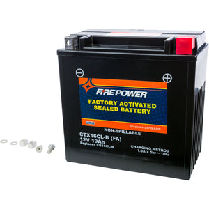 Battery Ctx16Cl-B Sealed Factory Activated by Fire Power CT16CL-B-BS(FA) Battery 49-2253 Western Powersports Drop Ship