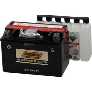 Battery Ytx9-Bs by Moose Utility MTX9-BS Conventional Acid Battery 21130231 Parts Unlimited Drop Ship