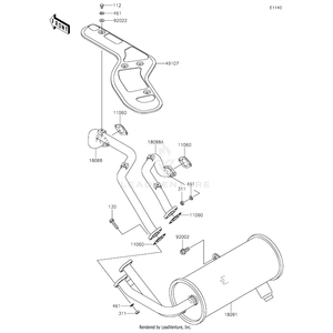 Body-Comp-Muffler by Kawasaki 18091-1104 OEM Hardware 18091-1104 Off Road Express Drop Ship