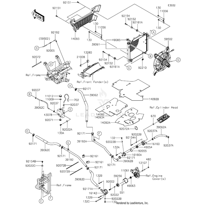 Body,Thermostat,Lower by Kawasaki