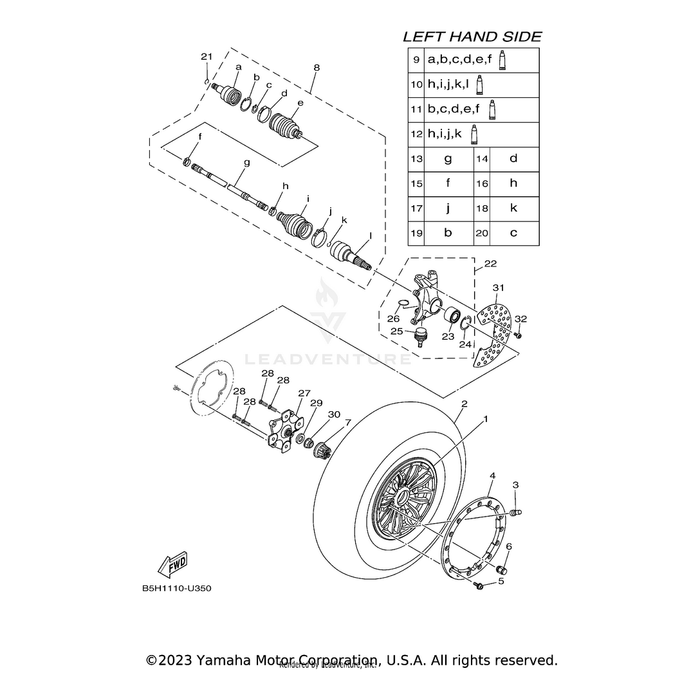 Bolt, Flange Deep Recess by Yamaha