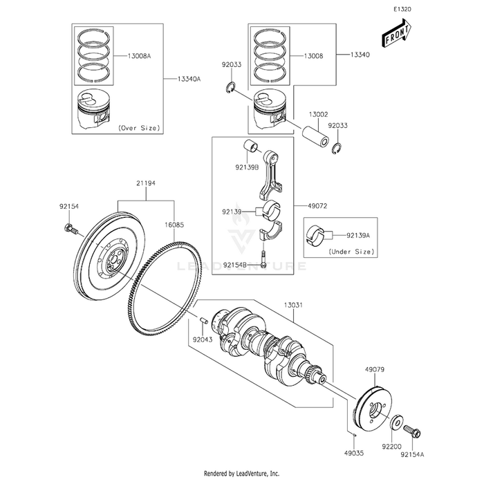 Bolt,Flywheel by Kawasaki