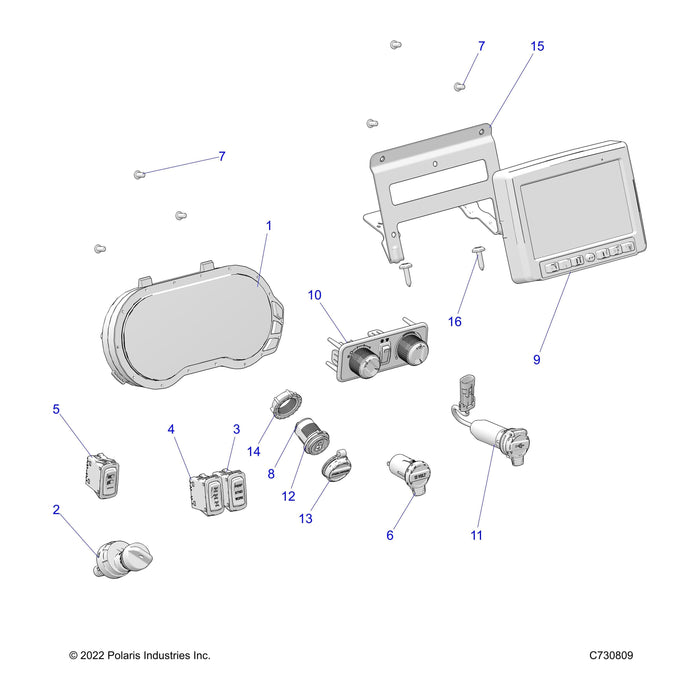 Bracket-7 Display,Rc,Blk by Polaris