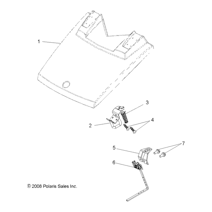 Bracket-Hood,Spring Catch by Polaris