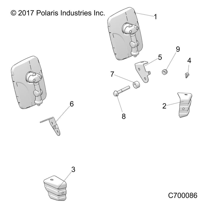 Bracket-Mirror,Lh,Blk by Polaris