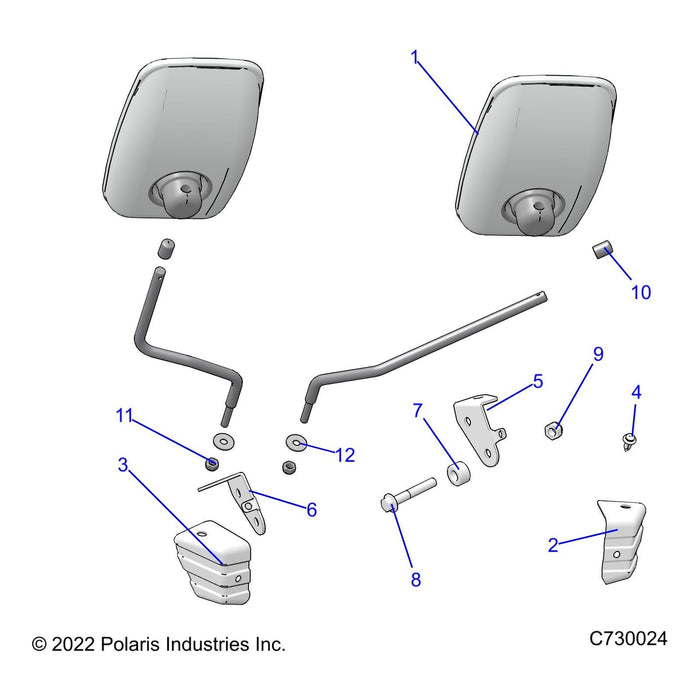 Bracket-Mirror,Rh,Blk by Polaris