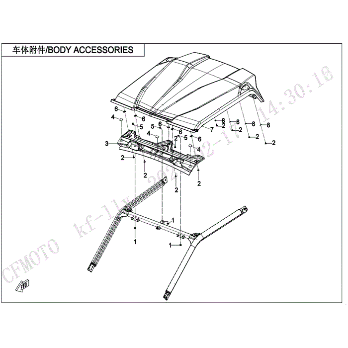 Bracket Plastic Top Roof by CF Moto