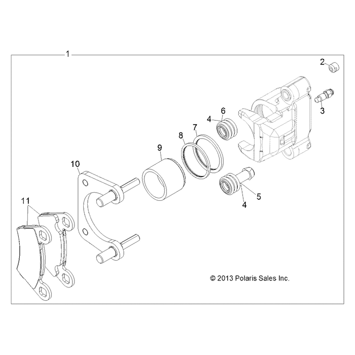 Brake Caliper Assembly Left 1.5 Red by Polaris