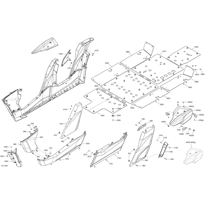 Brush Aluminum LH Center Cage Panel by Can-Am